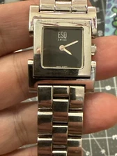 Woman Men ESQ Movado E5058 Swiss Watch w/ New Battery Stainless rectangular deco