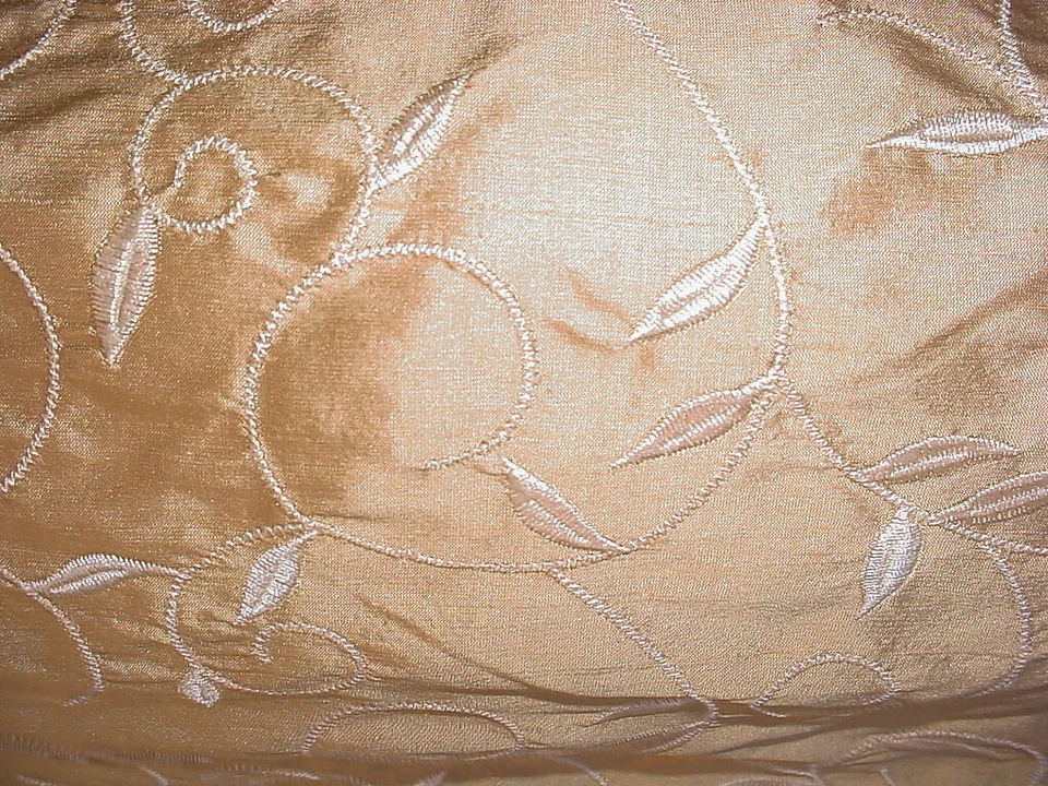 Kravet 24637 Antique Gold Embroidered Silk Scroll Vine Upholstery Fabric - Image 3 of 4