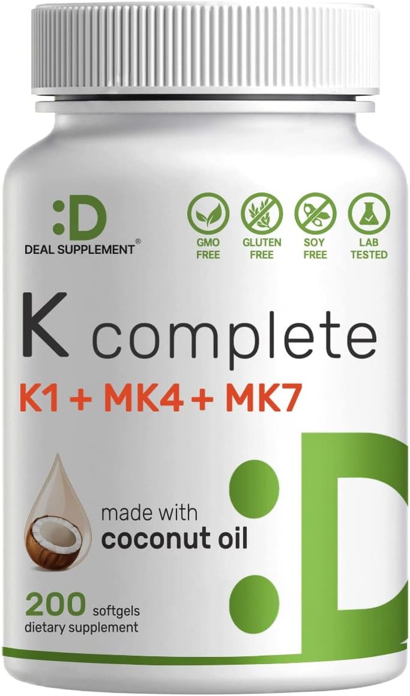 Premium K Complete High Potency Vitamin K1, K2 MK7 & MK4 Complex