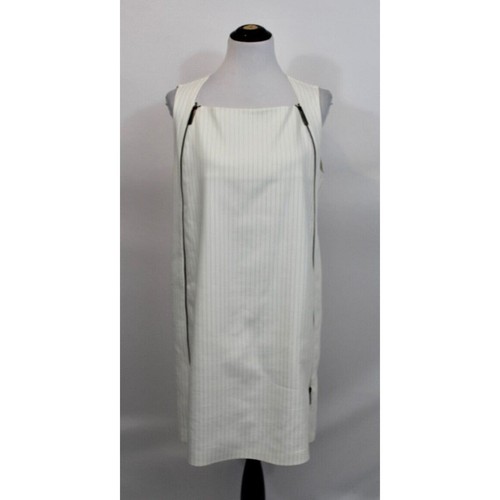 Lauren Vidal Sz L Large Fr 42 White Gray Pinstripe Zipper Detail Shift Dress NWT - Picture 6 of 7