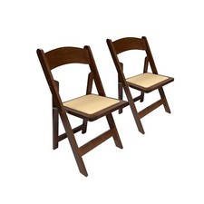2Pcs Wooden Folding Chairs Stackable Event Wedding Party Dinning Seats Home