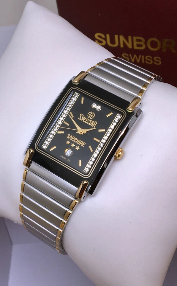 Reloj Swistar 959583m Hombre Precisión Cuarzo Esfera Negra y Dos Tonos Plateado Foto 4 de 4