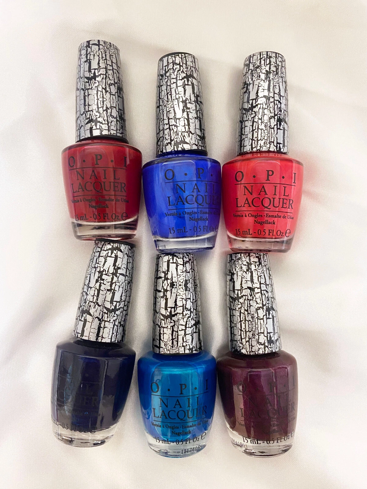 Set of 6 OPI Shatter Red Blue Pink Navy Turquoise Purple E55 E56 E58 E63 E64 N18