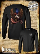 American Flag / Eagle 1776 2-Sided Long Sleeve T-Shirt Patriot 2nd Amendment USA