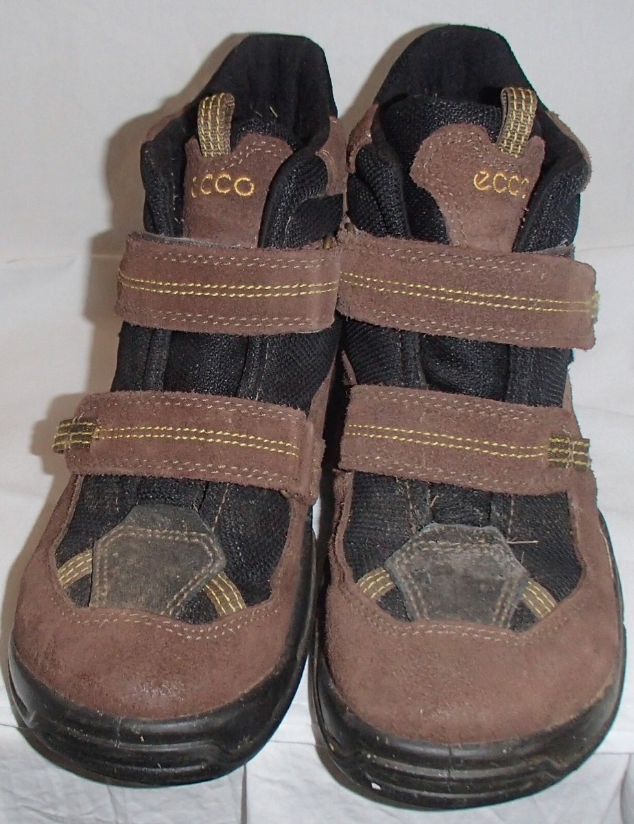 Ecco Brown Leather Gore-Tex Lace-Free Hiking Snow Boots Kids Size