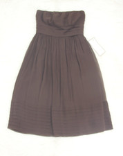J Crew Dress Petite 2 Juliet Silk Chiffon Strapless Espresso Brown NWT 2P #1303