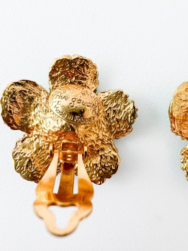 VINTAGE YSL YVES SAINT LAURENT RIVE GAUCHE EARRINGS FLORAL MADE IN FRANCE - 第 7/7 張圖片
