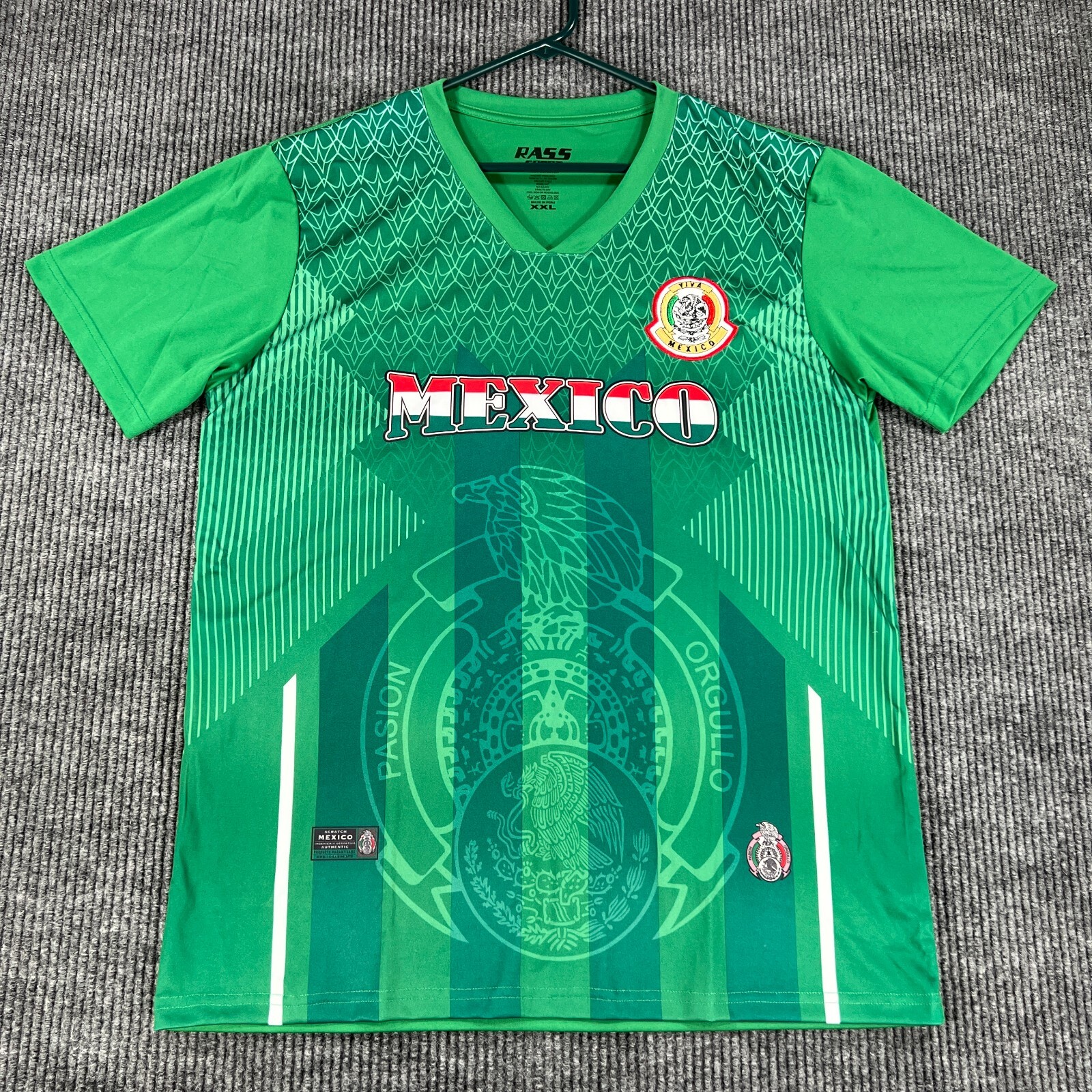 Mexico National Football Team Shirt Mens 2XL XXL Green Short Sleeve Rass Sport