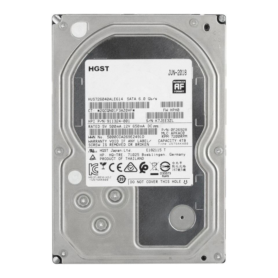 FESTPLATTE HGST UltraStar 7K6000 HUS726040ALE614 4TB 7.2K 128MB SATA III 3.5 - Bild 3 von 3