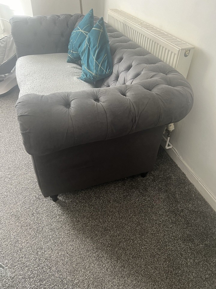 Gray Chesterfield Sofa Bed,2 seater 5056096064186 eBay