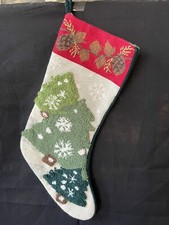 Punch Embroidery Stocking Christmas Trees  Snowflakes 3D Velvet Back