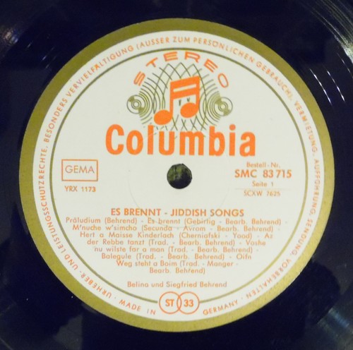 LP : Belina und Siegfried Behrend , Jiddish Songs , Columbia SMC 83715 , 1964 - Imagen 5 de 7