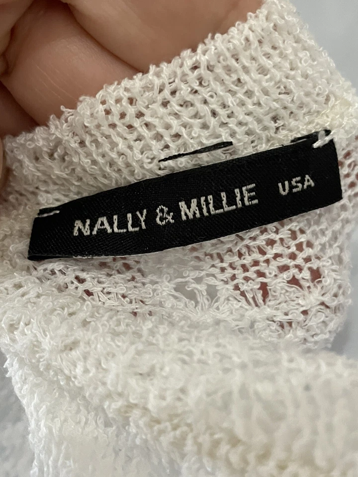 Nally & Millie 女式小号白色休闲针织套衫长袖毛衣 — 第 2/2 张图片