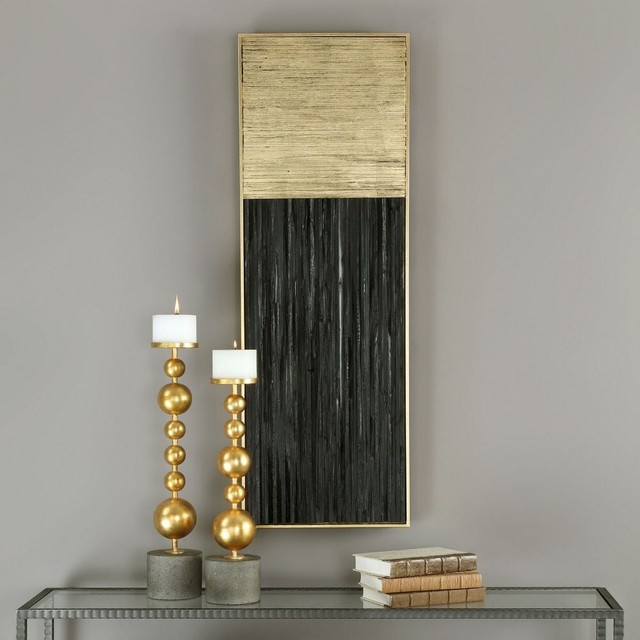 Uttermost 04146 Pierra Charcoal Black and Metallic Gold Leaf Wall