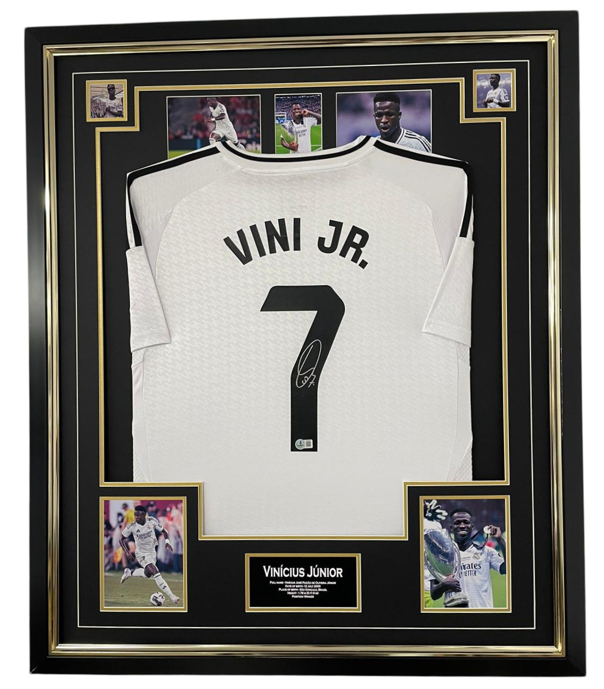 Framed Vinicius Jr Vini Jr Signed Shirt Autograph Jersey 2024 2025 BECKETT
