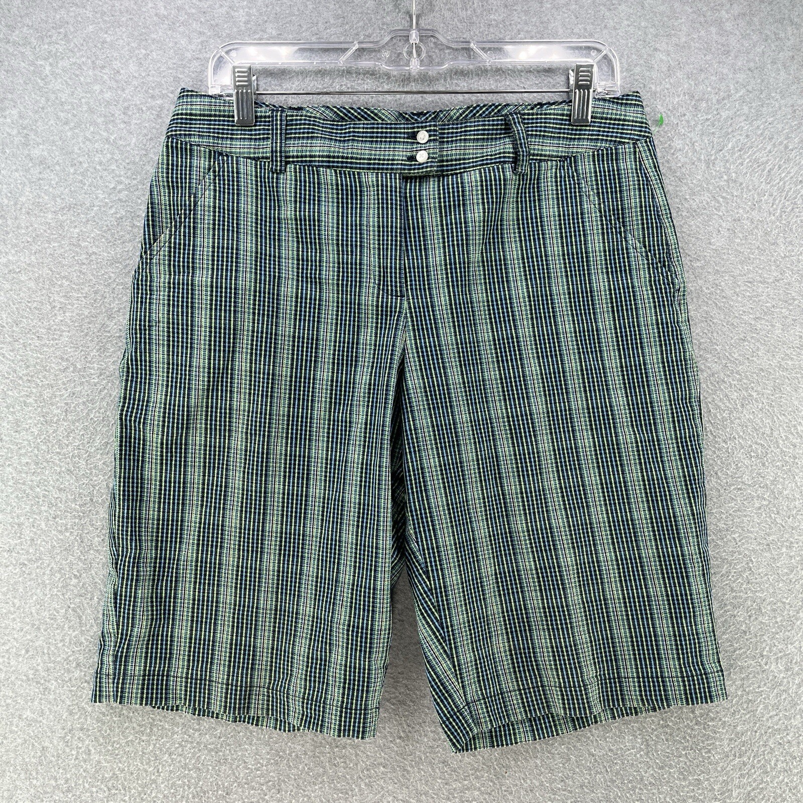 Pantaloncini chino da donna Fila taglia 10 (W32) multicolore a quadretti mosca francese 12 pollici inseam