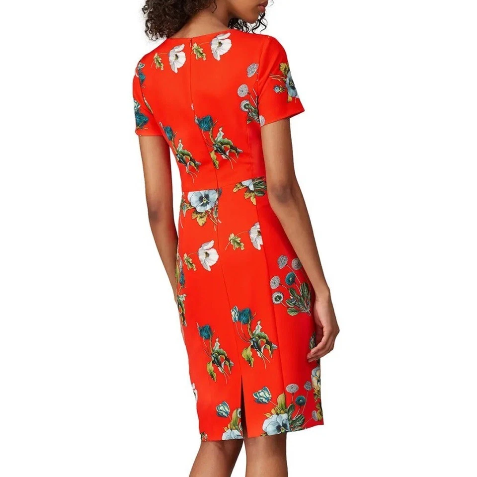 Black Halo Jodee Red Floral Sheath Dress Women's Sz 18 Short Sleeve Knee Length - Image 2 of 4