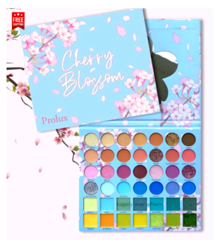Palette de fards à paupières en fleurs de cerisier Prolux - palette d'ombres nu, bleu, violet - Photo 1/11