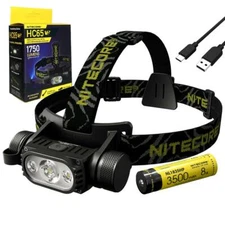 Nitecore HC65 V2 Rechargeable Headlamp -1750 Lumens w/ NL1835HP Battery  and Eco