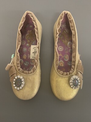 NEU Oilily edle Ballerinas gold Gr. 30 Brosche Strass Samt Schleife