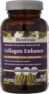 ResVitále Resveratrol Collagen Enhance - Beauty Supplement with Hyaluronic Acid