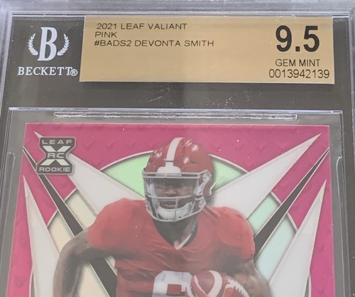Leaf Valiant BA-DS2 Pink Devonta Smith Rookie RC Serial #9/15 BGS 9.5 Auto 10 - Picture 4 of 8