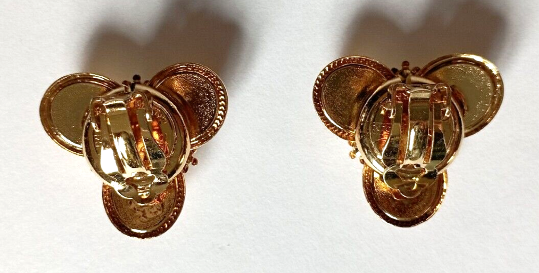 Boucles D'oreilles Fantaisie Vintage Signées Rossi Bijoux France - Perles Et Plaqué Or - Très Bon état