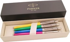Parker Jotter  Ballpoint Pen Set Yellow Green Blue Magenta  4 Pens New In Box