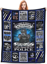 NEW Cop / Police Officer Fleece Blanket 50x60, Honor & Protect, Back The Blue