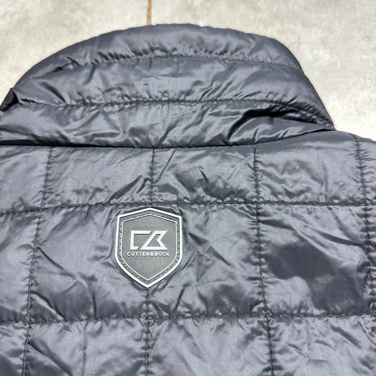 cutter and buck quilted puffer vest mens 2xl black NWT weathertrek golf