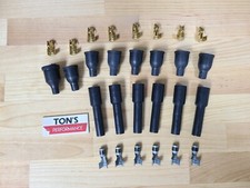 Universal 6 Cylinder Black Rubber Spark Plug Boot Kit Steel Brass Ends Kit V6 Universal 6 Cylinder Black Rubber Spark Plug Boot Kit Steel Brass Ends Kit V6