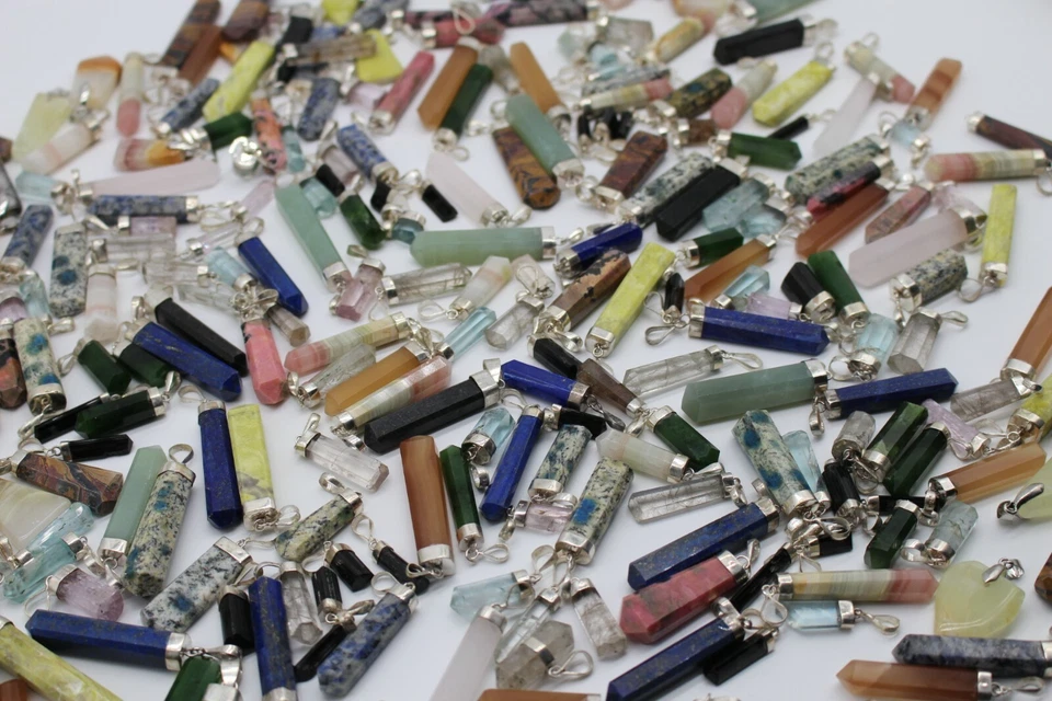 Ciondolo Pietra Preziose a Punta Perno Rimorchio IN Argento Naturali Heilstei - Immagine 4 di 4