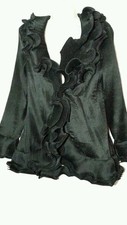 Jerry T Women's Black Ruffle Jacket Small S 6 8 Nwt New