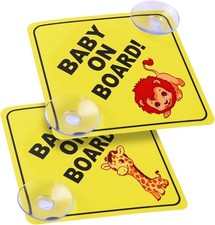 Baby on Board Car Warning Signs, 2 Pcs 5"x5" Safety Car Sign with Double Style-E