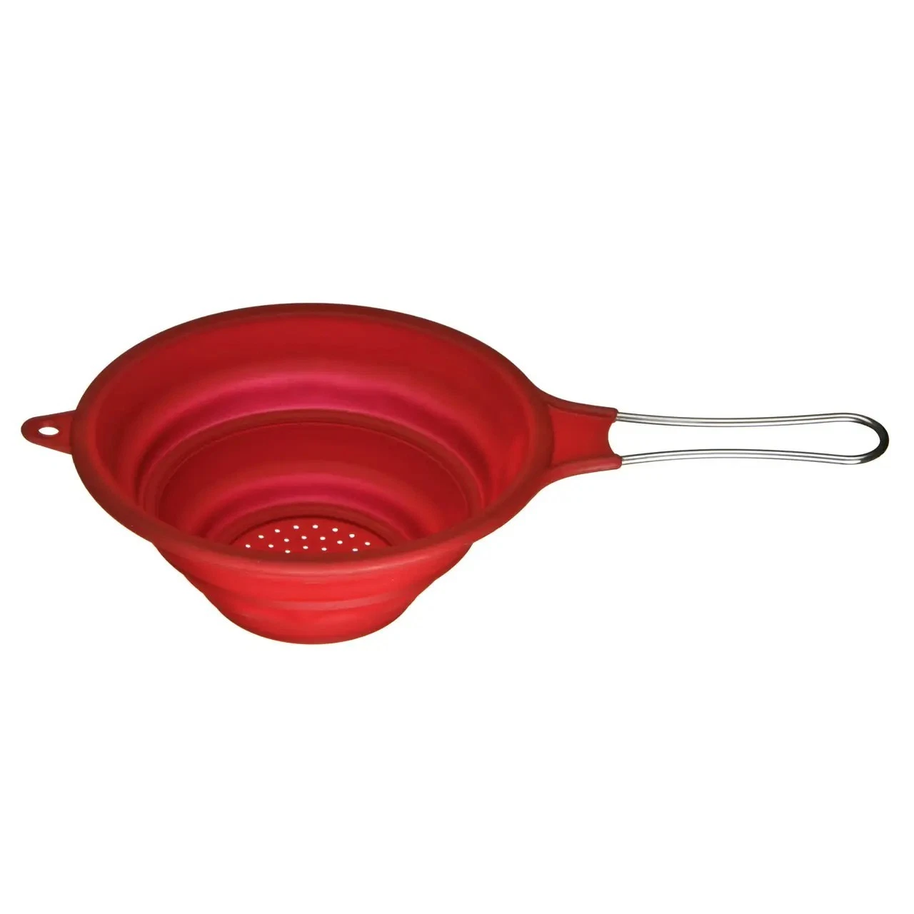 Zing Red Silicone Collapsible Strainer Dishwasher Safe Steel Handle Home Kitchen