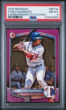 2025 BOWMAN PAPER PROSPECTS FUCHSIA #BP144 PABLO GUERRERO 34/299 PSA 8