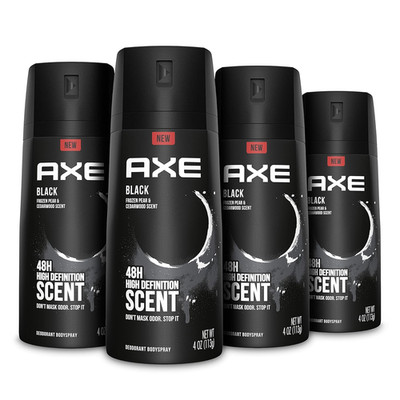 Black Mens Body Spray Deodorant 48Hr Odor Protection Frozen Pear & Cedarwood Al
