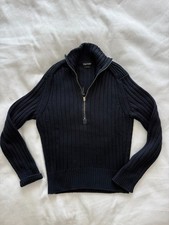 Tom Ford Sweater Half Zip Wool Blue Size 50
