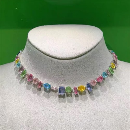 New Gema necklace Mixed cuts, MultiColoured, Rhodium plated 5656397 Size:36-40cm