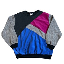 Vintage 80 s Color Block Retro Land 'N Sea Sweatshirt Made in the USA Small/ Med