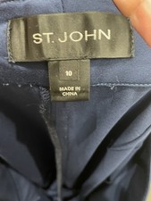 ST. JOHN Career Pants Size 10 Navy Blue Straight Leg Mid Rise