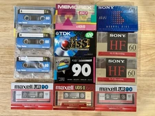 Lot 12 NEW Sealed Blank Cassette Tapes Memorex TDK Sony Maxell UR 90 UDS-II 60