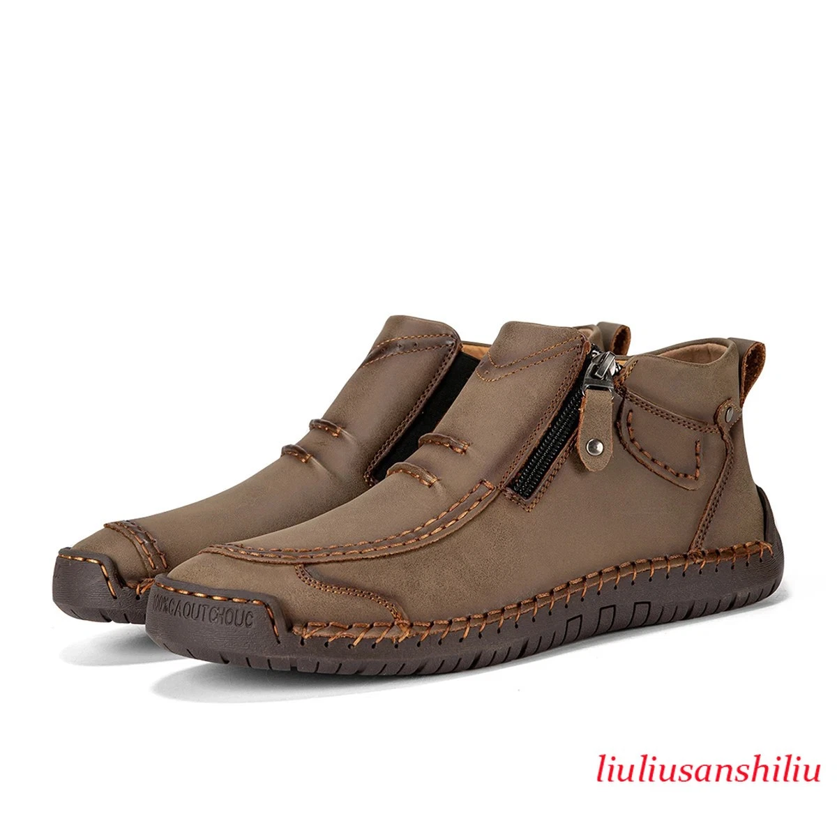 Handmade Faux Leather Shoes Men Outdoor Sneakers Casual Non-slip Ankle Boots Hot