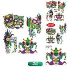 Beistle 53791 8 Piece Mardi Gras Foil Cardstock Mask Cut Outs Wall D cor