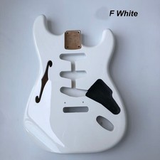 Custom ST bodies electric guitar with semi-hollow F-hole body White