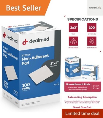 100 Count Non-Adhesive Wound Dressing Gauze Pads | 2'' x 3'' for Comforting Care