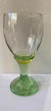 Fire & And Light  Celery green Wine / Water Goblet 7" Recycled Glass Signed