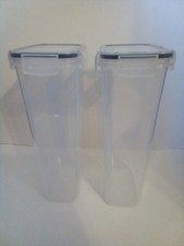 Set Of 2 Airtight Food Storage Containers 12 Inch Tall With Lid Clear Plastic