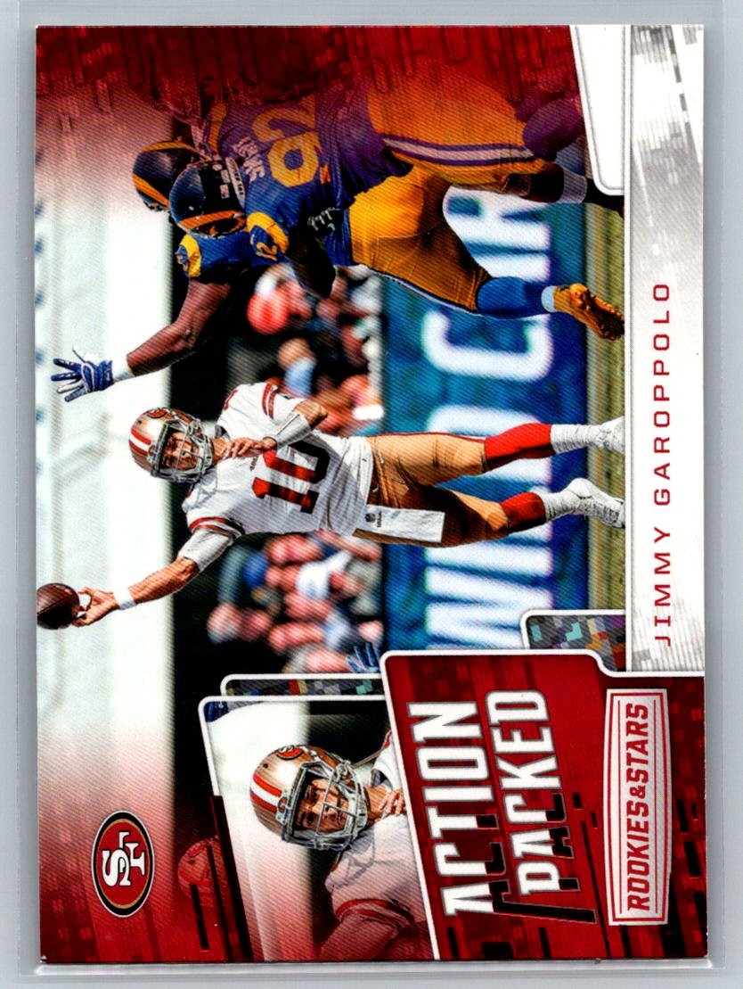 2018 Panini Rookies & Stars #AP-1 Jimmy Garoppolo Action Packed 49ers E65
