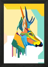 Colorful Deer Head Pop Art Framed Wall Art Poster Canvas Print Picture
